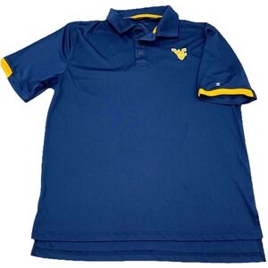 West Virginia Mountaineers Polo Shirt Men Large Blue Performance Dry WVU Golf A9